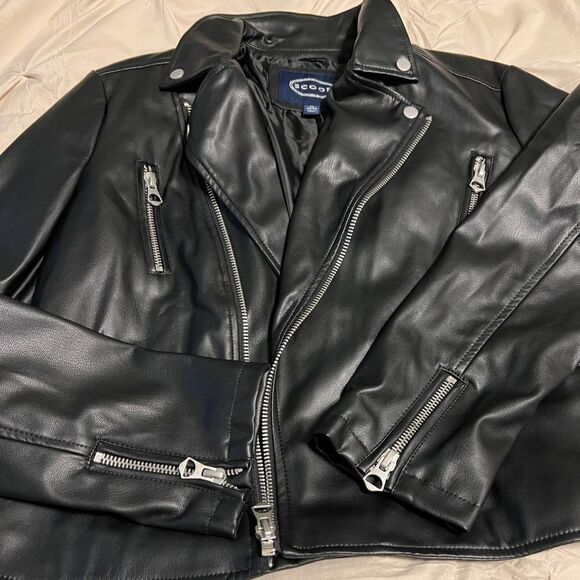 Black Faux Leather Biker Jacket - Picture 1 of 3